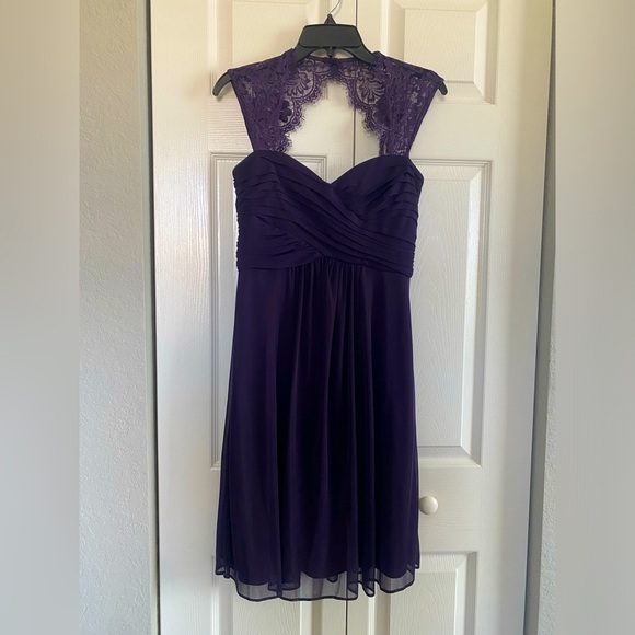 Scarlett Prom/Cocktail Lace Chiffon Dress Dark Plumb Size 6 - Picture 1 of 13